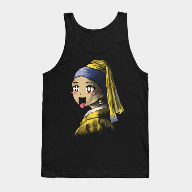 Kawaii with a Pearl Earring Tank Top by Vincent Trinidad Art